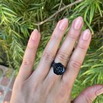 Free People Artisan beaded black flower ring Can fit side 7-8 because it’s stretchy Photo 1