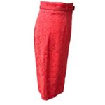 Catherine Malandrino Hot Pink Lace Print  Belted Pencil Skirt Photo 1