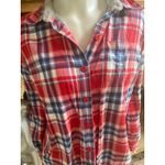 L.L. Bean Fleece Lined Button Down Long Sleeve Shirt Jacket Women's Size M Red Size M Photo 1
