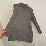 Cable & Gauge Cowl Neck Sweater Gray Flecked Speckled Hi-Lo Hem Tunic Sweater L Photo 13