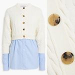 Alexander Wang Bi-Layer Layered Cotton Blend Cable-Knit Oxford Cardigan Photo 0