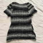 Mercer and Madison Black grey striped wool blend short sleeve cowl neck sweater Gray Size L Photo 2