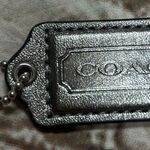 Coach Gray Large Leather Silver Tone Chain Bag Charm Hang Tag L2.5”X W 1.25 Photo 0