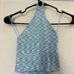 Kendall + Kylie  Pacsun Ribbed Blue Halter High Neck Tank Top Summer Knit Shirt Photo 0