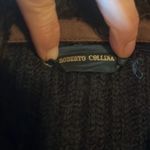 Roberto Collina Large Navy Rib Knit Zip Up Sweater Removable Fur Collar Grandma Blue Photo 6