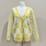 Vans  Checkerboard Oversized Cardigan in Yellow and White Size Small Photo 1