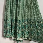 ZARA  Maxi Dress Green Metallic Gold Tiered Flowy Bohemian Size XS SMALL oversize Photo 6