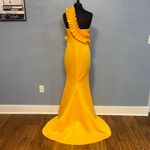 Vibrant Yellow One Shoulder Ruffle Dress Size Large Gold Photo 10