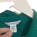 Athleta  echo top collared button up short sleeve shirt, size, small green ruffle Photo 1