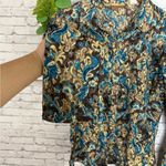 Wrangler Vintage  Brown and Teal Paisley Floral Lace Bell Sleeve Blouse Photo 1