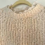 POL Coquette Sweater Popcorn Knit Sweater with Lace Collar and Hem Cream Photo 3