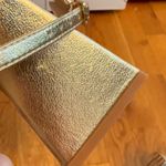 BP Parrker Women’s 7.5 Gold Square Toe Chunky Heel Ankle Strap High Heels Party Photo 7