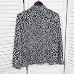Notations Leopard Print Button Up Blouse White Black Small Long Sleeve Collared Photo 7