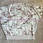 Sioni Tan Floral Satin Crewneck Lightweight Sweater. Size Medium Photo 5