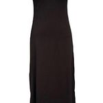 Vintage 70s black stretchy A line V neck sleeveless Maxi dress Size 7 Photo 0