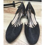 J. Renee D'Orsay Flats Women's 8.5 Black Sparkle Glitter Slingback Block Heel Photo 0