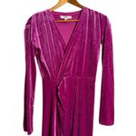 Atlein Pink Velvet Ruched Long Sleeve V Photo 4