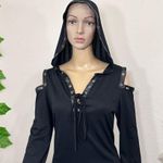 Medieval Goth Hooded Corset Dress New Black Photo 6