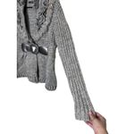 John Fashion Y2K Sweater Wool Blend Large Gray Knit Cardigan Faux Fur Collar Photo 3