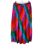 Skies Are Blue Boutique  Pink Colorful Pleated Midi Skirt S Photo 3