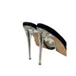 LuxeModa Secret Black Diamond Butterfly Square Peep Toe Heel Clear Pump Mule siz White Size 11 Photo 2