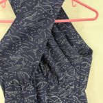 American Vintage Vintage Dress Size Small Fish Navy Blue Keyhole Wrap Neck Polyester Midi/Maxi Photo 5