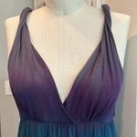 One Clothing purple teal gray ombre dip dye maxi dress with twisted straps Photo 2