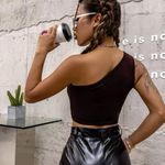 SheIn MOVING SALE One shoulder brown crop top Photo 1