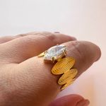Gold adjustable ring with high quality zirconia Photo 6
