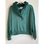 American Eagle  Women’s Sweatshirt Sherpa Collared Henley Green Size Medium Photo 1
