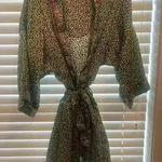 Animal Leopard Print Bath Robe Pink Trim size XL Black Photo 7