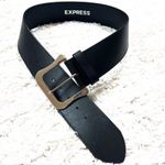 EXPRESS  Solid Black Vintage Women’s Leather Belt Wide Size Small Silver Buckle Photo 1