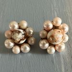 Gorgeous Vintage Beaded Cluster Clip On Earrings Mauve Pink Beads Signed Japan Photo 0