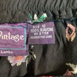 Vintage 90s Pleated Maxi Skirt Black Dark Floral Plaid Border Print 10 Medium Photo 8