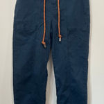 Veronica Beard  Womens Karter Pants 28 Blue Straight Belted Cotton Pleated‎ Crop Photo 0