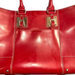 wilson's leather  Womens Satchel Tote Bag Handbag Purse Red Leather Large Photo 1