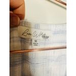 LOVE WHIT Blue Plaid Checkered Tie Front Cotton V Photo 6