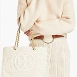 Tory Burch ELLA LOGO CREAM BOUCLE TOTE BAG LEATHER/CHAIN HANDLE NWT $698 RARE Photo 0