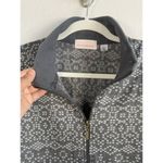 Stan Herman Fleece Jacket Women's Large Geometric Gray Zip Up Mock Neck Casual Photo 9