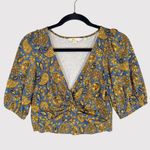 Boden Womens Top Green Floral Paisley V Neck Cropped Twist Front Boho Size 6 Photo 1