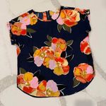 Maurice's Maurice’s Delton Floral Zipper Back Short Tab Sleeve Blouse Womens Small Relaxed Photo 0