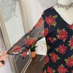 Witchy Whimsygoth Black Red Beaded Sheer Mesh 3/4 Sleeve Blouse XL Petite Size undefined Photo 3