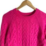 Maeve by Anthropologie Cable-Knit Layered Pullover Sweater Hot Pink White Small Photo 3