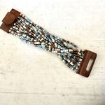 The Beaded Soul multi strand blue white and gold beaded bracelet Photo 1