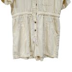 Universal Threads Universal Thread Linen Blend Button Up Short Sleeve Romper Pale Yellow Size XL Photo 1