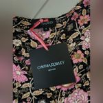 Cynthia Rowley NWT Women’s V-Neck Dark Floral Blouse w Short Scrunch Sleeves Photo 1