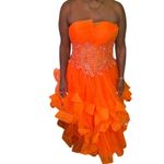 Stunning Orange Tulle Ball Gown with Floral Lace Applique Formal Evening Dress Size 6 Photo 5