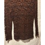 The Limited  Vintage Brown Stretch Lace Top Long Sleeve Peek A Boo Photo 4