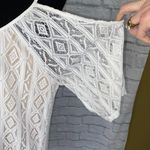 EXPRESS women M cold shoulder spaghetti strap white lace dress w/tan lining Photo 6