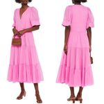 RHODE Gina Tiered Cotton Midi Wrap Dress In Pink XS Photo 1